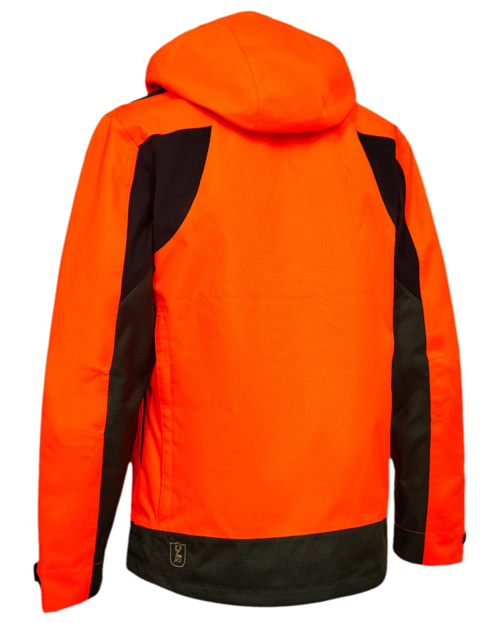 Safety Orange Coloured Deerhunter Recon Dura-Tex Membrane Jacket on white background #colour_safety-orange