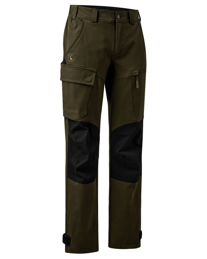 Fallen Leaf Black coloured Deerhunter Sarek Full Stretch Trousers on white background #colour_fallen-leaf-black