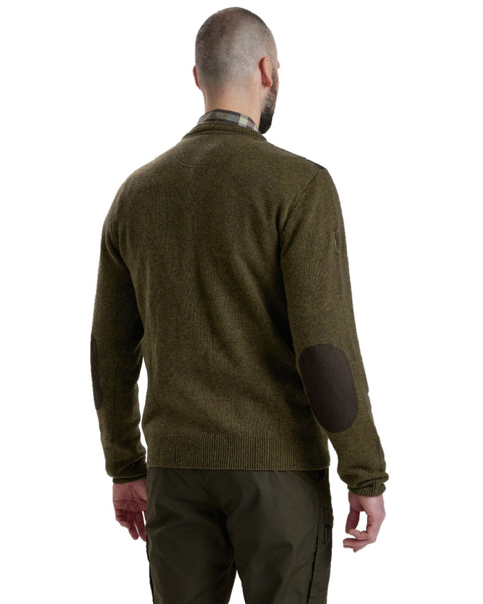 Cypress coloured Deerhunter Sheffield V-Neck Sweater on white background #colour_cypress