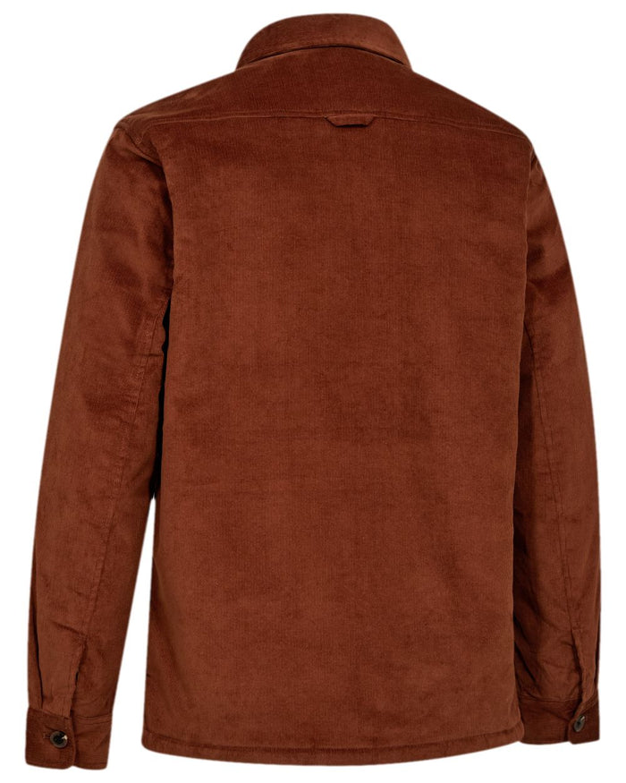 Rustleaf Coloured Deerhunter Sherpa Lined Corduroy Jacket on white background #colour_rustleaf