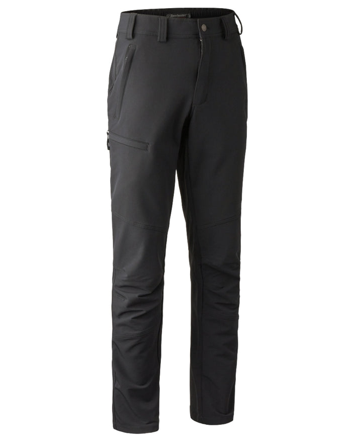 Black coloured Deerhunter Strike Full Stretch Trousers on white background #colour_black