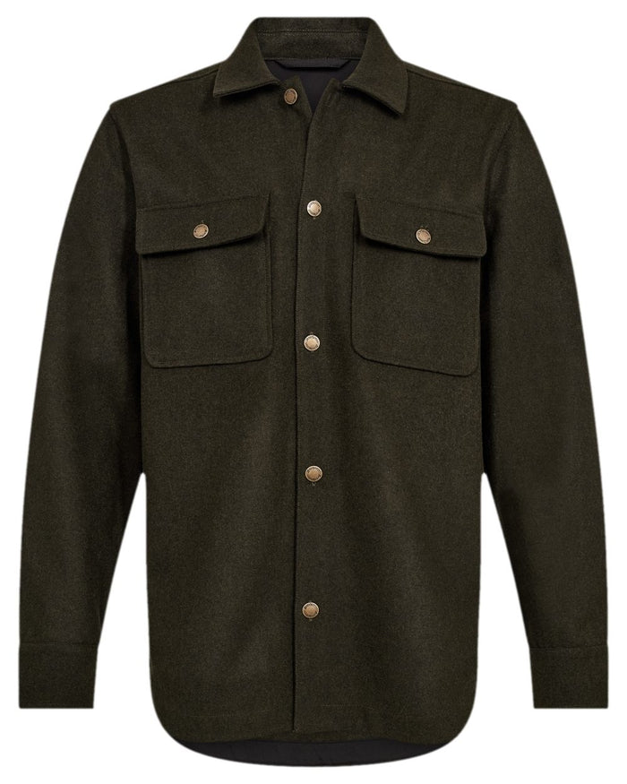 Loden Wood Coloured Deerhunter Tatra Overshirt on white background #colour_loden-wood