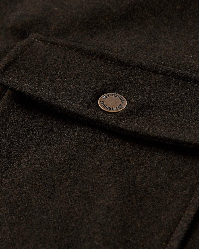 Loden Wood Coloured Deerhunter Tatra Overshirt on white background #colour_loden-wood
