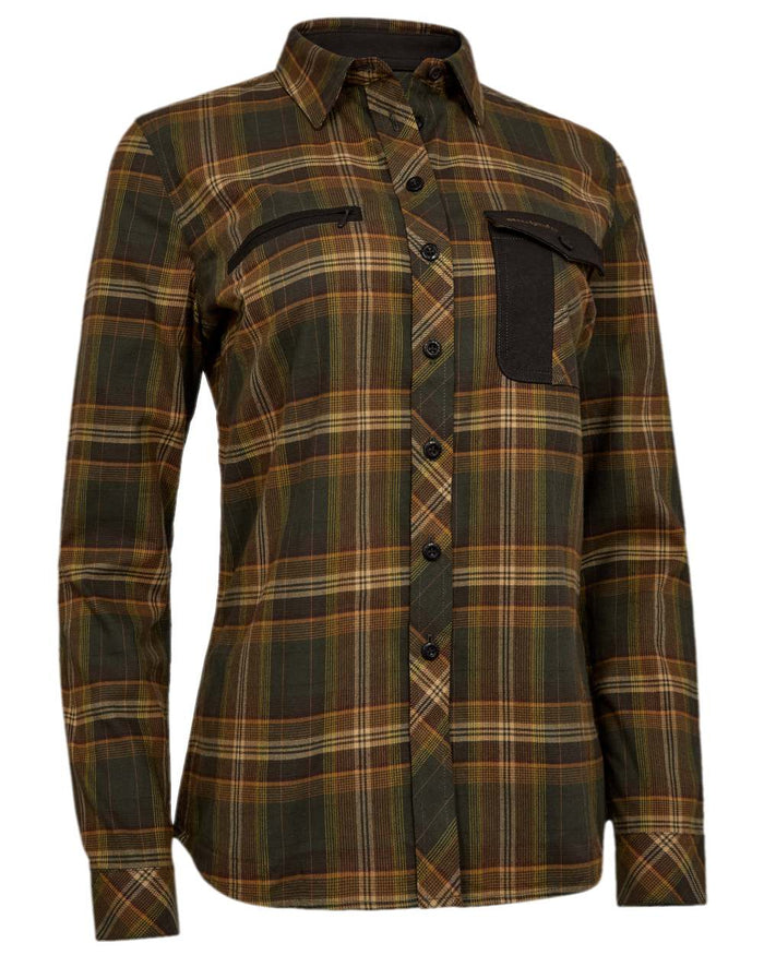 Green Check Coloured Deerhunter Womens Blair Shirt on white background #colour_green-check