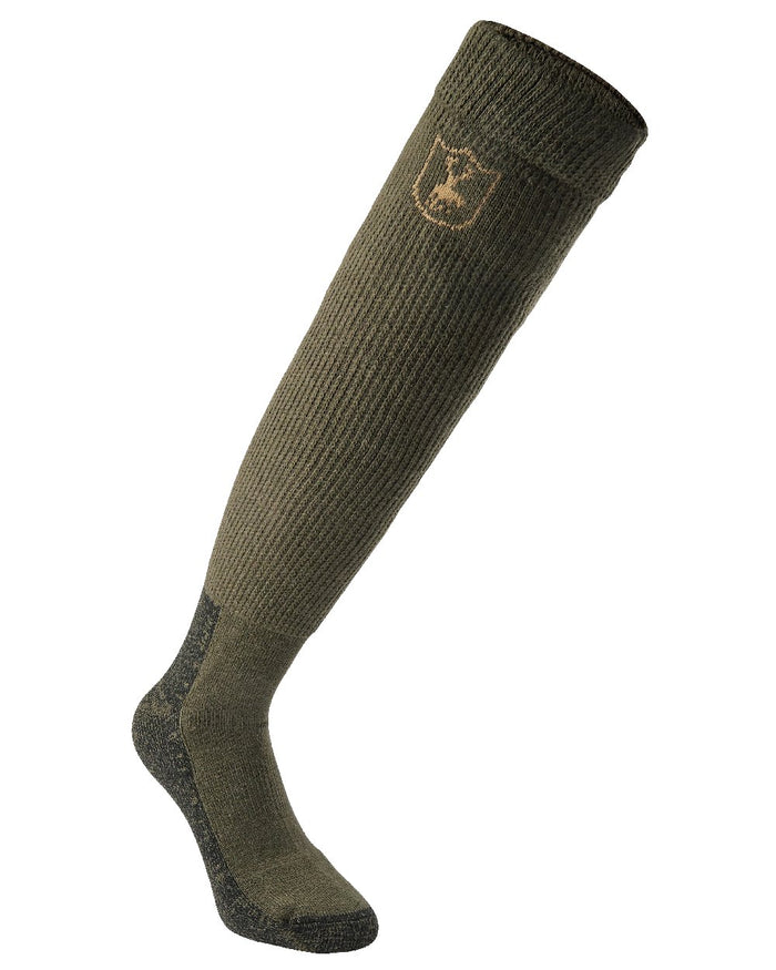 Grape Leaf coloured Deerhunter Wool Socks Deluxe Long on white background #colour_grape-leaf
