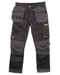 Black Grey coloured DeWalt Harrison Slim Fit Stretch Trousers on white background #colour_black-grey