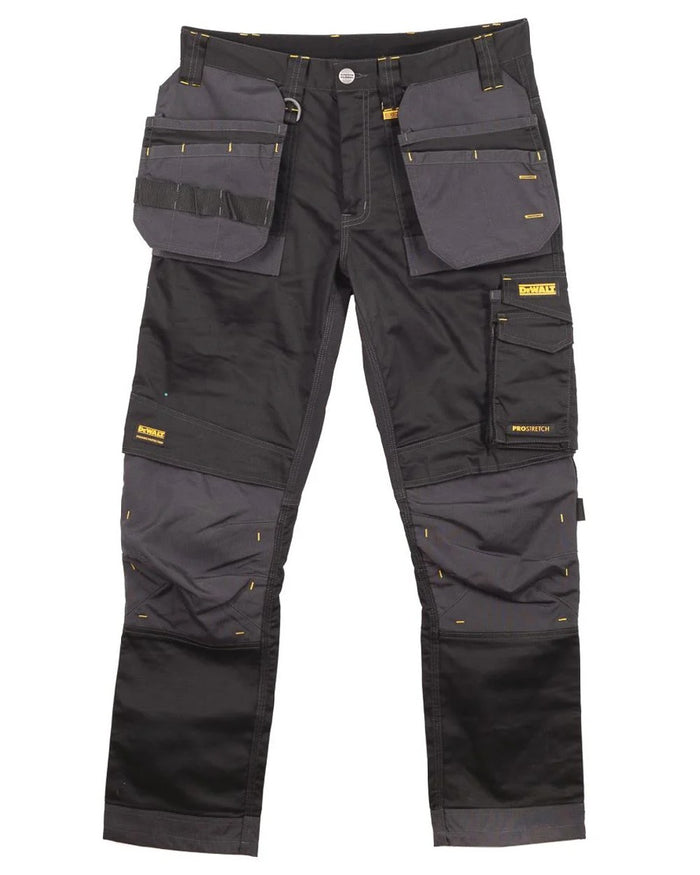 Black Grey coloured DeWalt Harrison Slim Fit Stretch Trousers on white background #colour_black-grey
