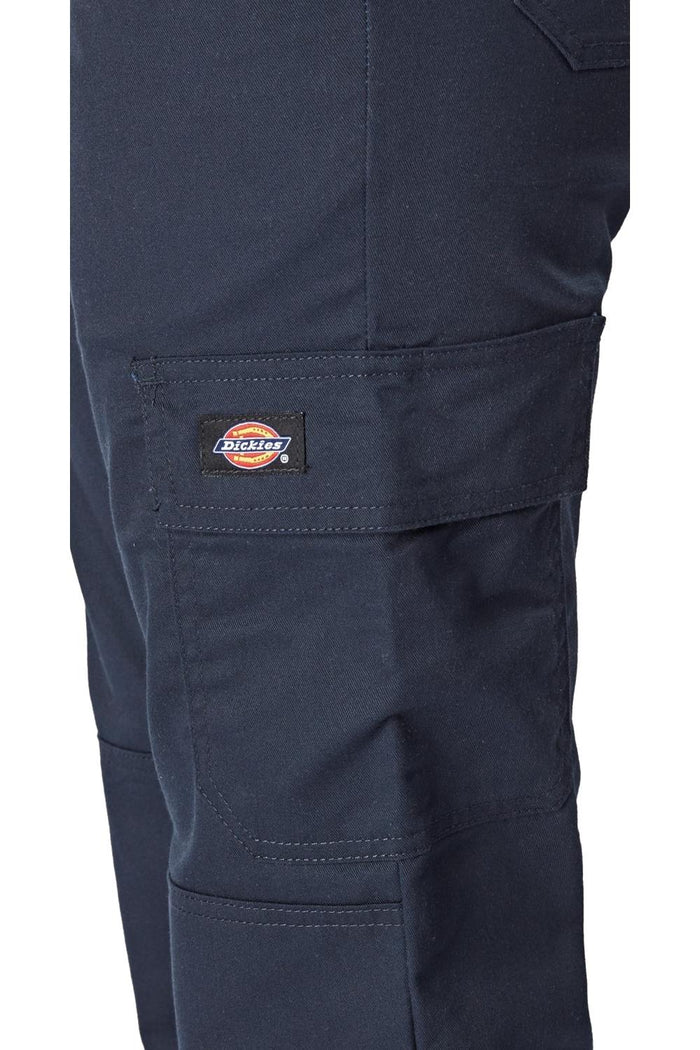 Dickies Women's Everyday Flex Trousers in Navy close up of side pocket #colour_navy-blue