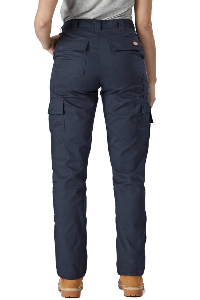 Dickies Women's Everyday Flex Trousers in Navy rear view #colour_navy-blue
