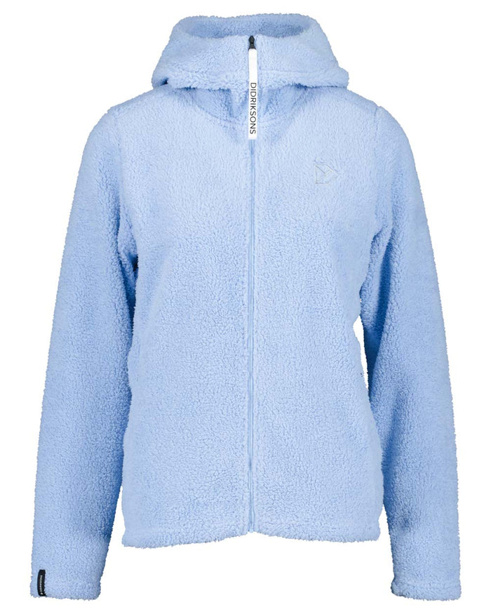Sea Blue coloured Didriksons Anniken Womens Full Zip Fleece on White background #colour_sea-blue