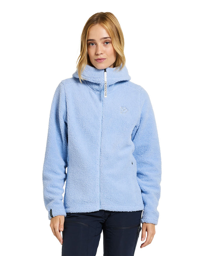 Sea Blue coloured Didriksons Anniken Womens Full Zip Fleece on White background #colour_sea-blue