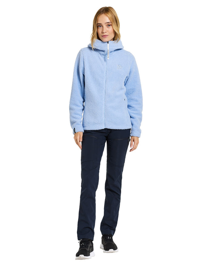 Sea Blue coloured Didriksons Anniken Womens Full Zip Fleece on White background #colour_sea-blue
