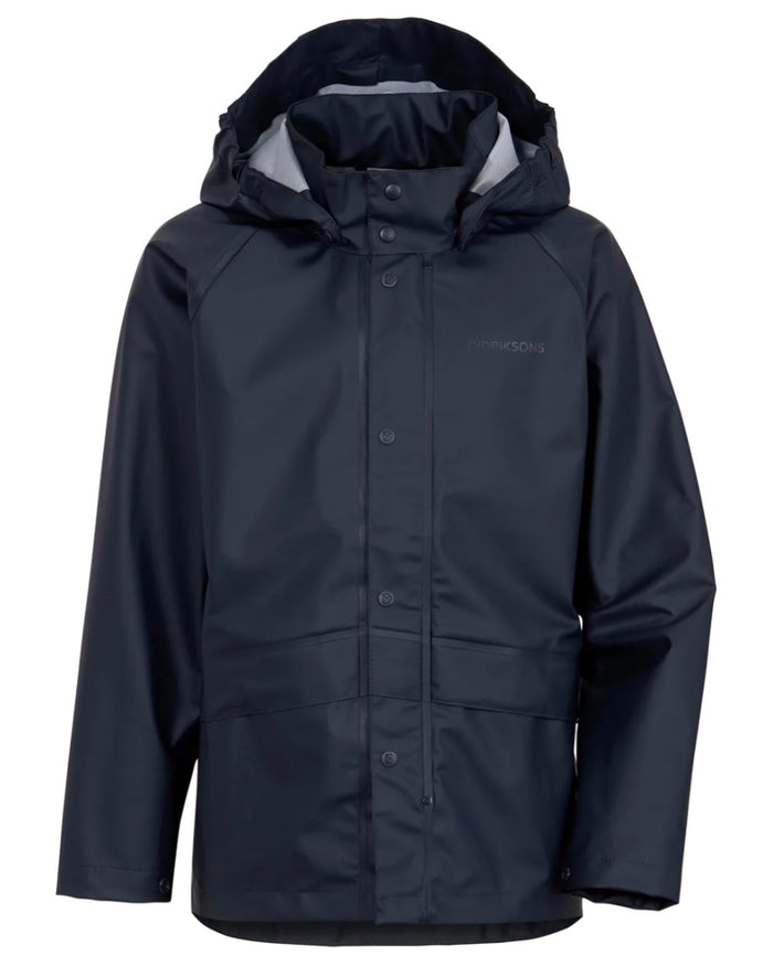 Dark Night Blue Coloured Didriksons Avon Youth Jacket Galon On A White Background #colour_dark-night-blue