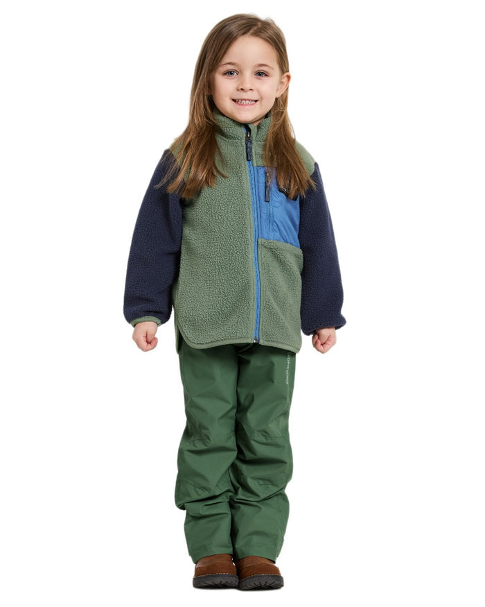 Light Moss coloured Didriksons Childrens Anten Full Zip Jacket on white background #colour_light-moss