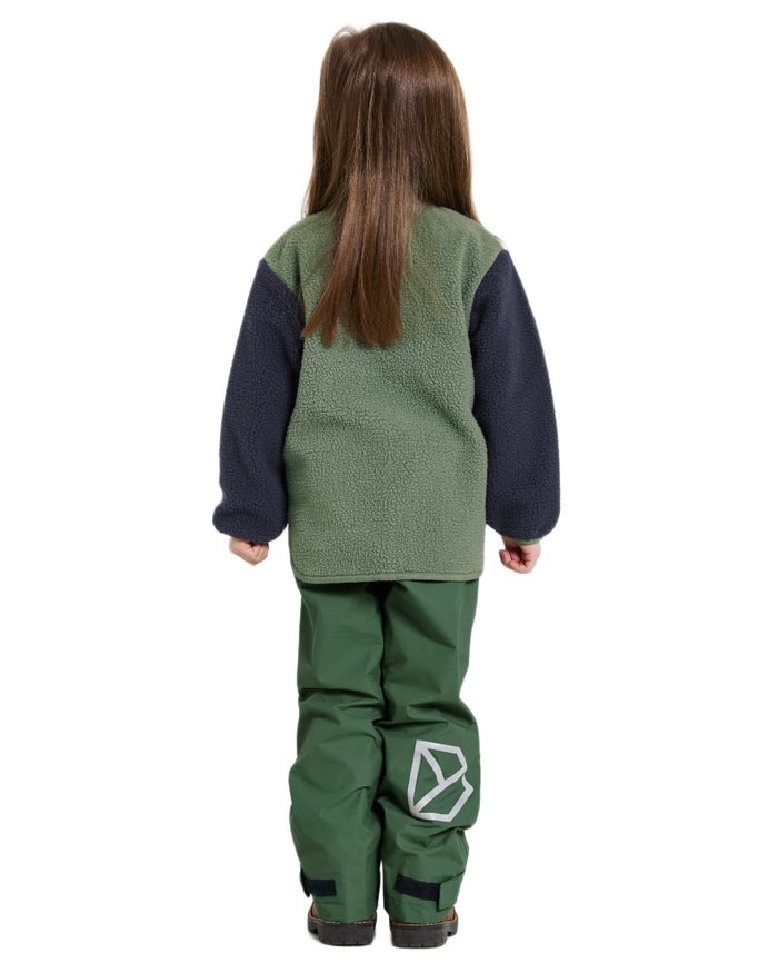 Light Moss coloured Didriksons Childrens Anten Full Zip Jacket on white background #colour_light-moss
