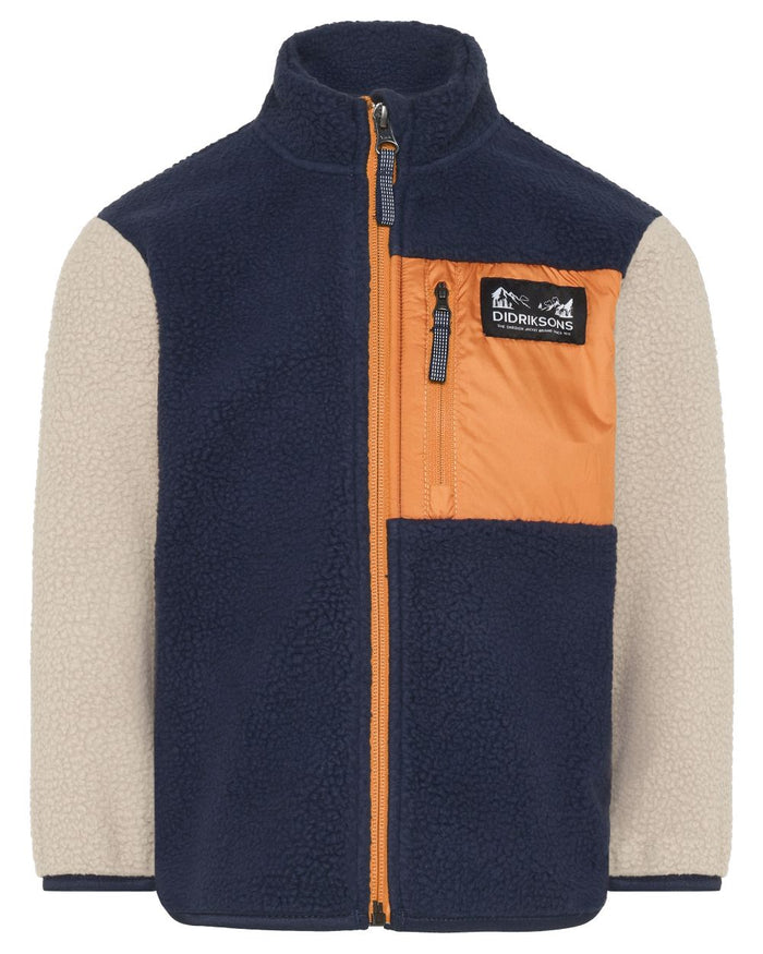 Navy coloured Didriksons Childrens Anten Full Zip Jacket on white background #colour_navy