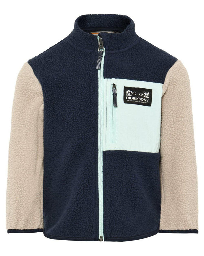 Ocean Mint coloured Didriksons Childrens Anten Full Zip Jacket on white background #colour_ocean-mint