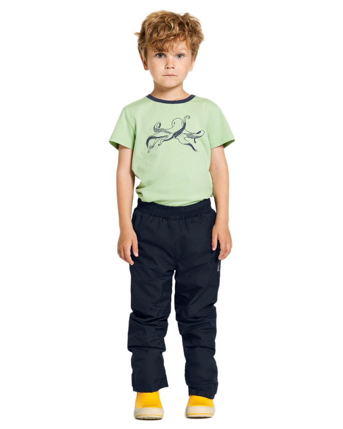 Navy coloured Didriksons Childrens Avan Pants on white background #colour_navy