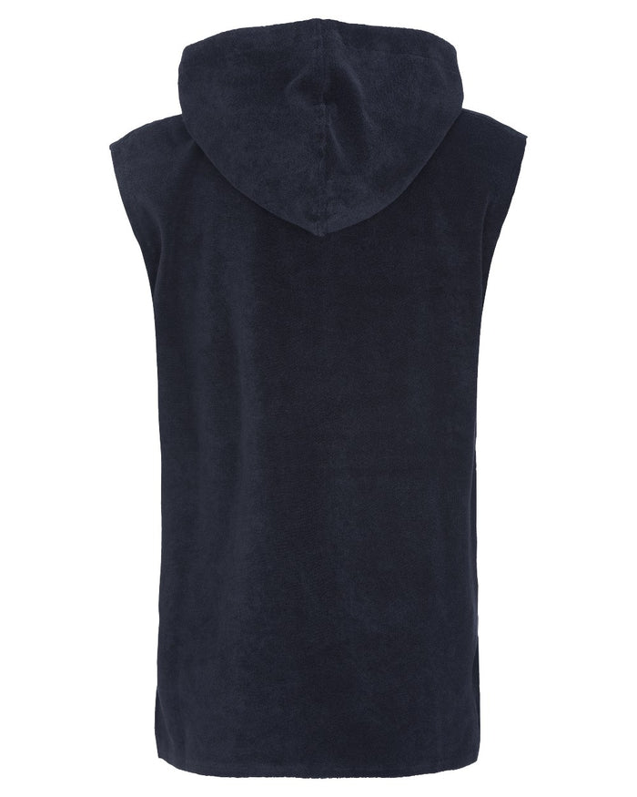 Dark Night Blue coloured Didriksons Childrens Bell Poncho on white background #colour_dark-night-blue