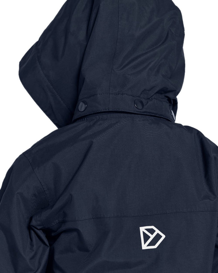 Navy coloured Didriksons Childrens Bladet Jacket on white background #colour_navy