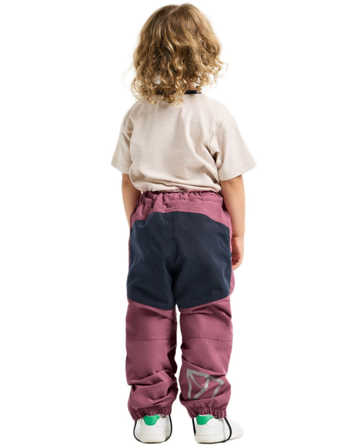 Heather Pink coloured Didriksons Childrens Dusk Pants on white background #colour_heather-pink