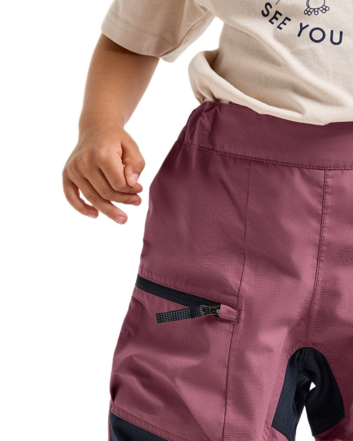 Heather Pink coloured Didriksons Childrens Dusk Pants on white background #colour_heather-pink