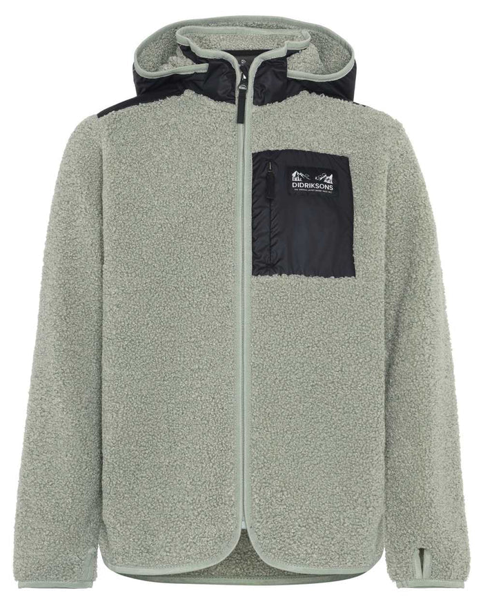 Wilted Leaf coloured Didriksons Childrens Exa Full-Zip Fleece 3 on white background #colour_wilted-leaf