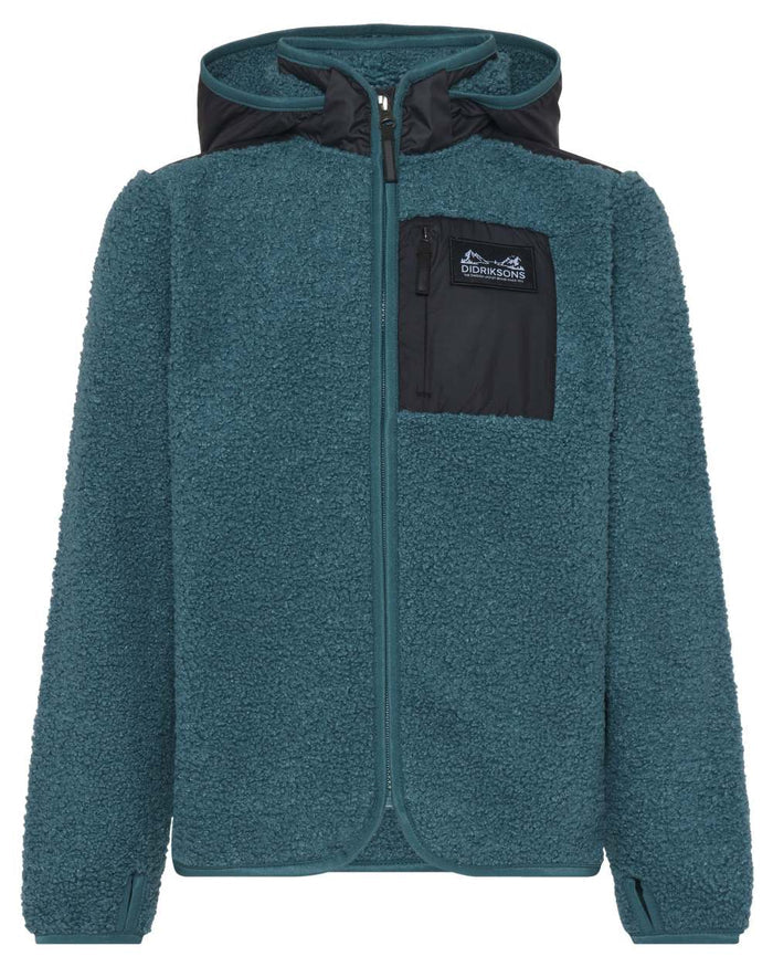 Star Blue coloured Didriksons Childrens Exa Full-Zip Fleece 3 on white background #colour_star-blue