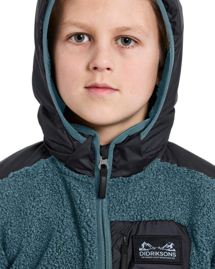 Star Blue coloured Didriksons Childrens Exa Full-Zip Fleece 3 on white background #colour_star-blue