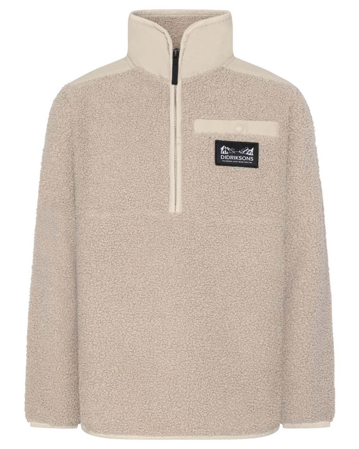 Beach Beige coloured Didriksons Childrens Exa Half Zip Sweater on white background #colour_beach-beige