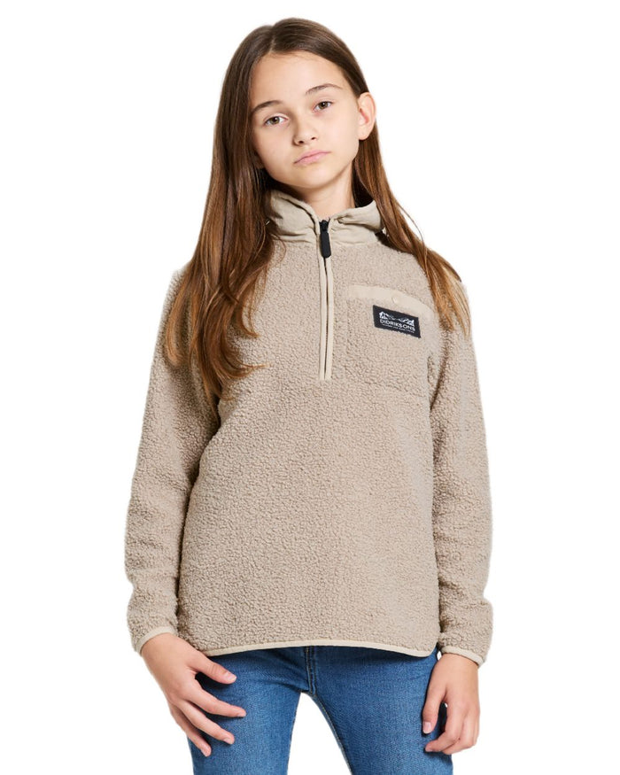 Beach Beige coloured Didriksons Childrens Exa Half Zip Sweater on white background #colour_beach-beige