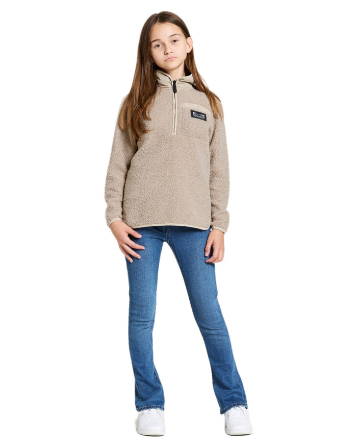 Beach Beige coloured Didriksons Childrens Exa Half Zip Sweater on white background #colour_beach-beige