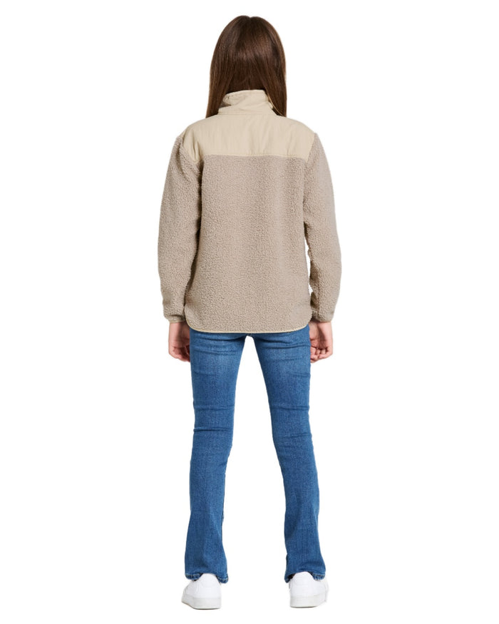 Beach Beige coloured Didriksons Childrens Exa Half Zip Sweater on white background #colour_beach-beige