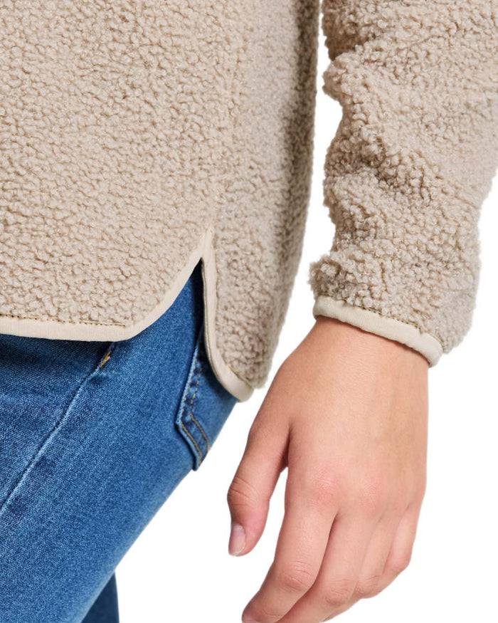 Beach Beige coloured Didriksons Childrens Exa Half Zip Sweater on white background #colour_beach-beige
