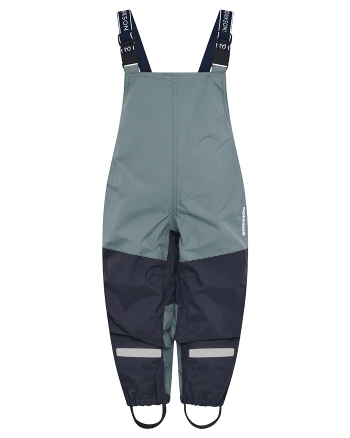 Factory Blue coloured Didriksons Childrens Foxen Bib Pants on white background #colour_factory-blue