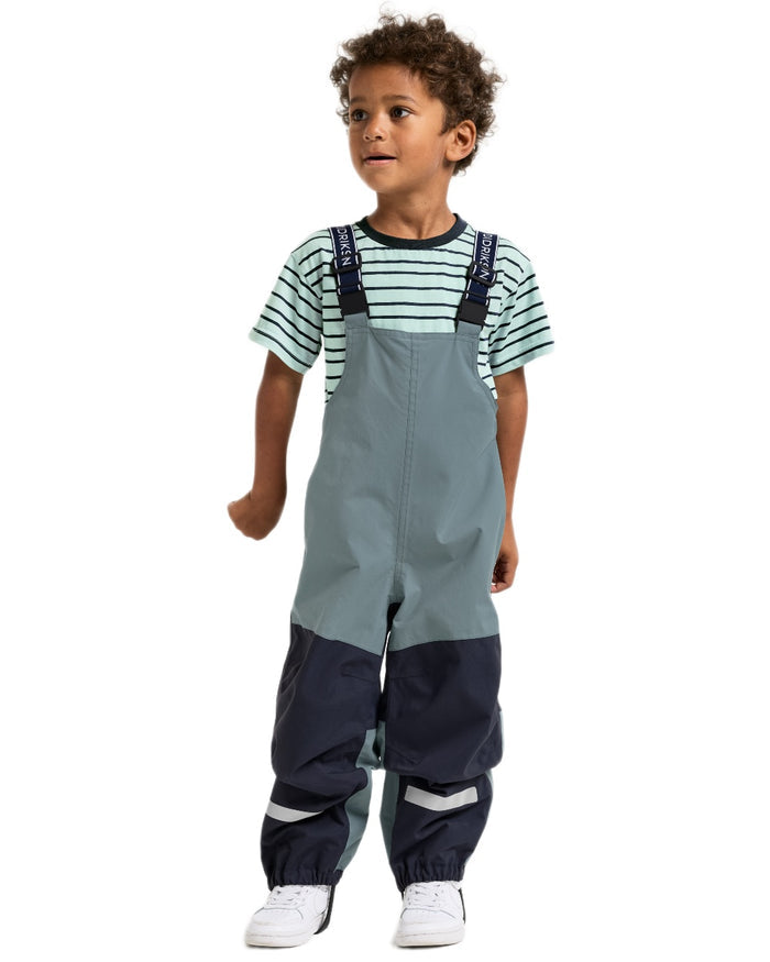 Factory Blue coloured Didriksons Childrens Foxen Bib Pants on white background #colour_factory-blue