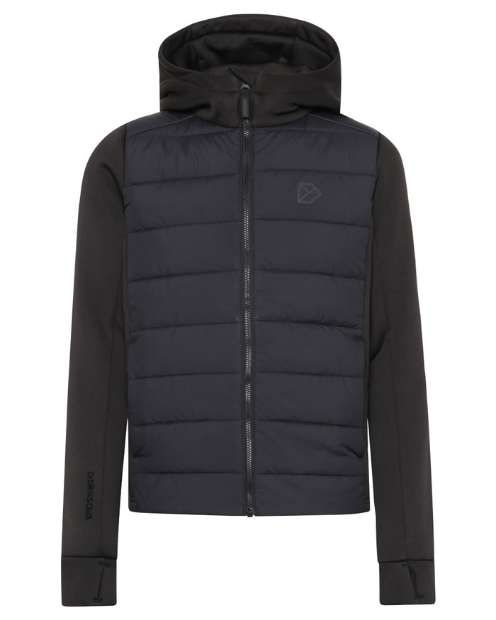 Black coloured Didriksons Childrens Kapris Full Zip Jacket 3 on white background #colour_black
