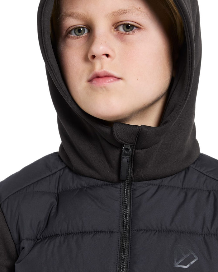 Black coloured Didriksons Childrens Kapris Full Zip Jacket 3 on white background #colour_black