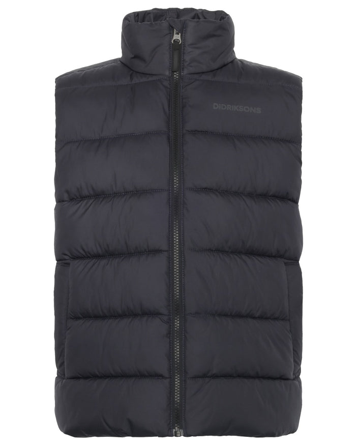 Black coloured Didriksons Childrens Kilo Vest 2 on white background #colour_black