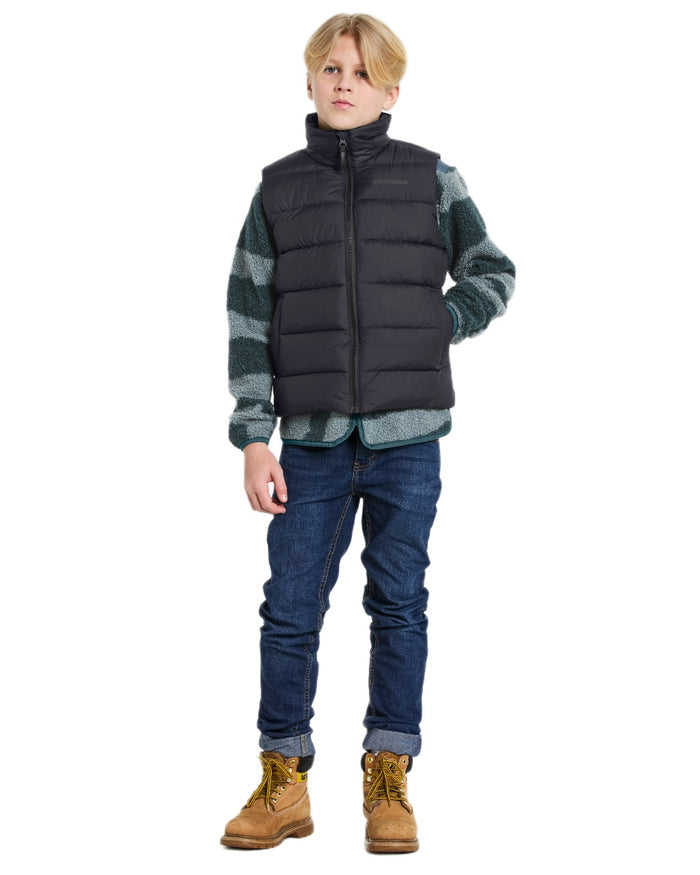 Black coloured Didriksons Childrens Kilo Vest 2 on white background #colour_black