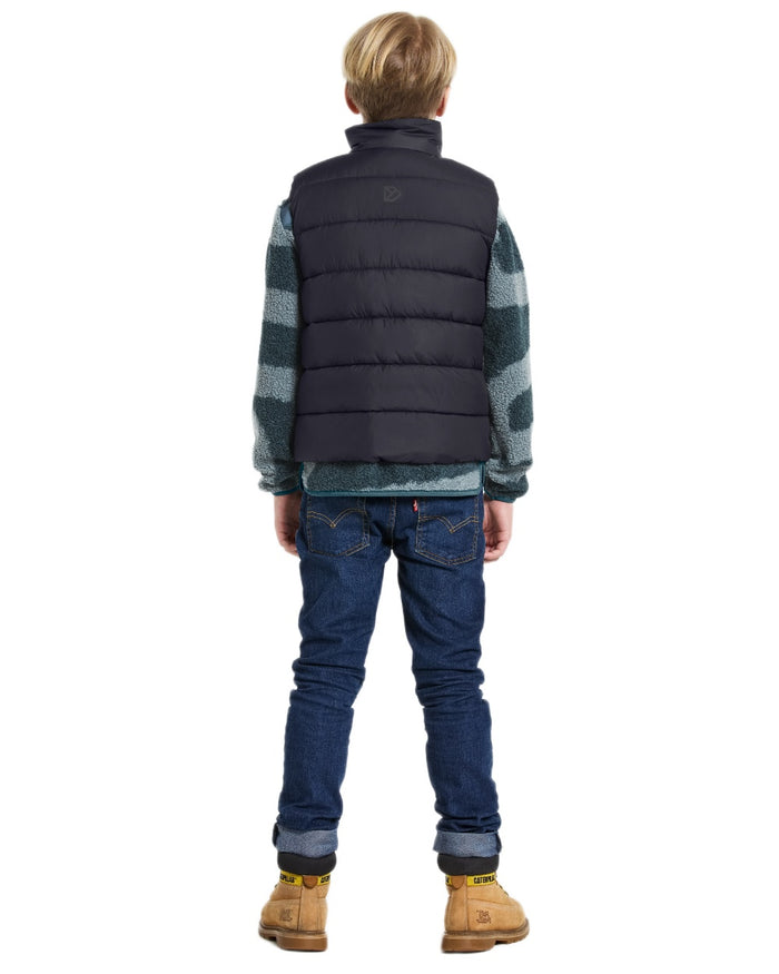 Black coloured Didriksons Childrens Kilo Vest 2 on white background #colour_black
