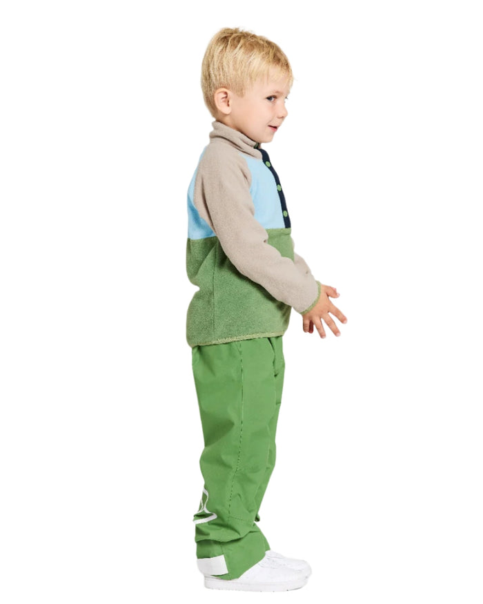 Algae Green coloured Didriksons Childrens Monte Half Button Fleece 4 on white background #colour_algae-green