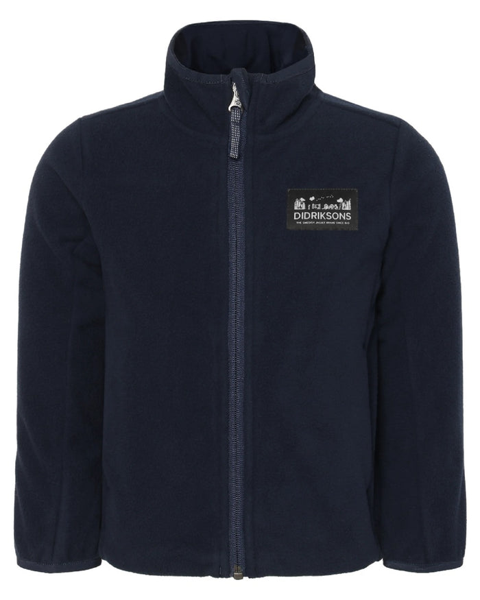 Dark Night Blue coloured Didriksons Childrens Muskot Jacket on white background #colour_dark-night-blue