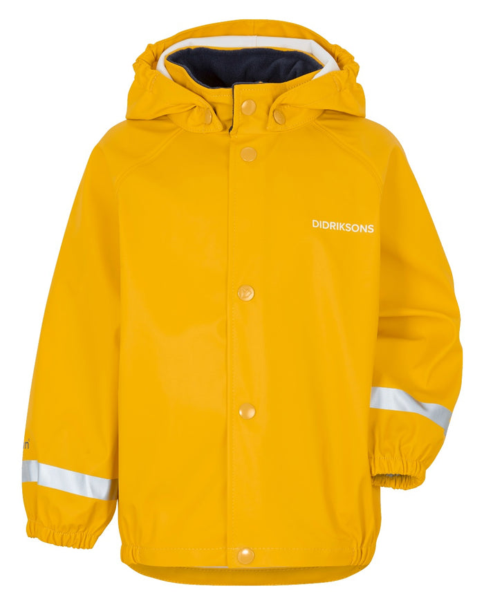 Oat Yellow coloured Didriksons Childrens Slaskeman Rain Set on white background #colour_oat-yellow