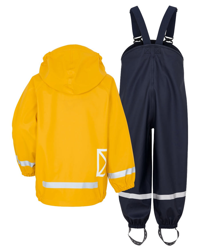 Oat Yellow coloured Didriksons Childrens Slaskeman Rain Set on white background #colour_oat-yellow