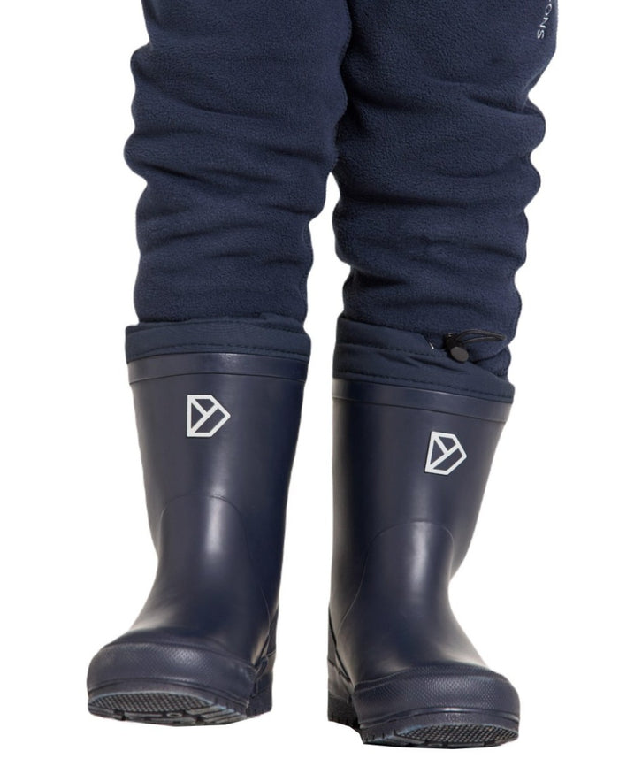 Navy Coloured Didriksons Childrens Slush Boots On A White Background #colour_navy