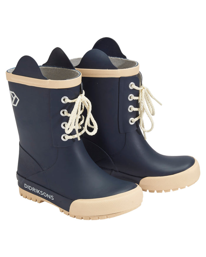 Navy Coloured Didriksons Childrens Splashman Boots On A White Background #colour_navy