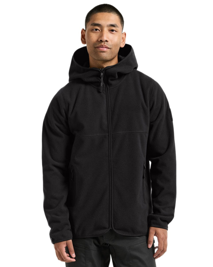 Black coloured Didriksons Helmit Windproof Full Zip Fleece on white background #colour_black