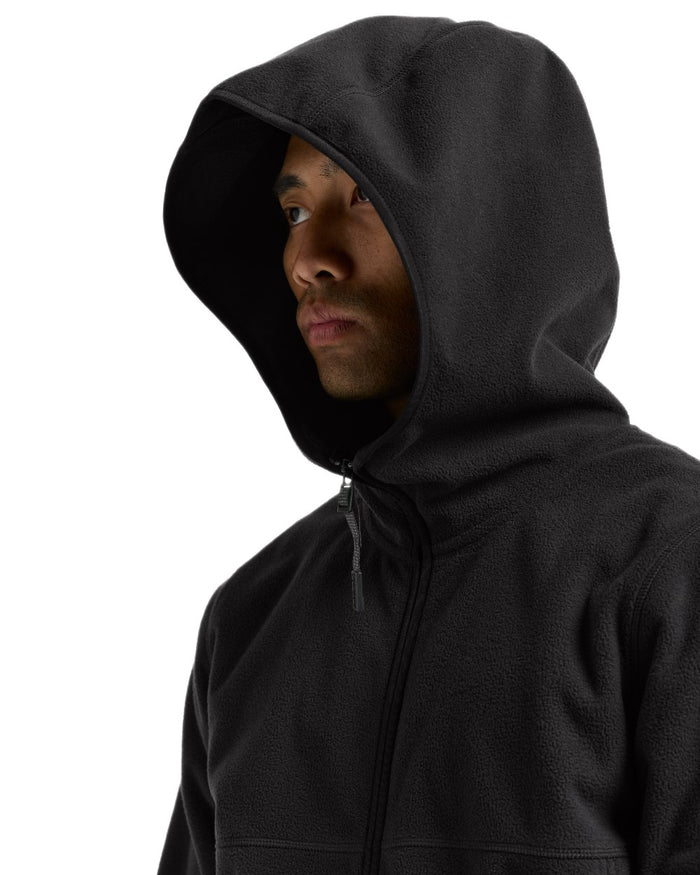 Black coloured Didriksons Helmit Windproof Full Zip Fleece on white background #colour_black