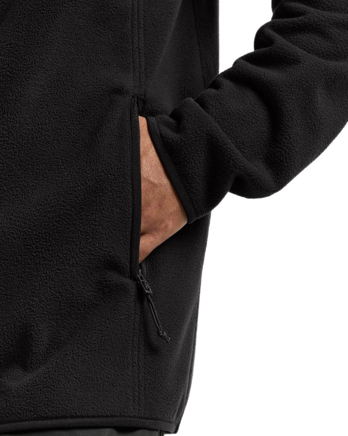 Black coloured Didriksons Helmit Windproof Full Zip Fleece on white background #colour_black